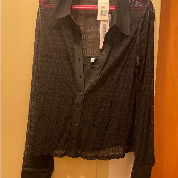 Jonathan Simkhai Robin Mesh Button Down Top - Picture 4 of 5